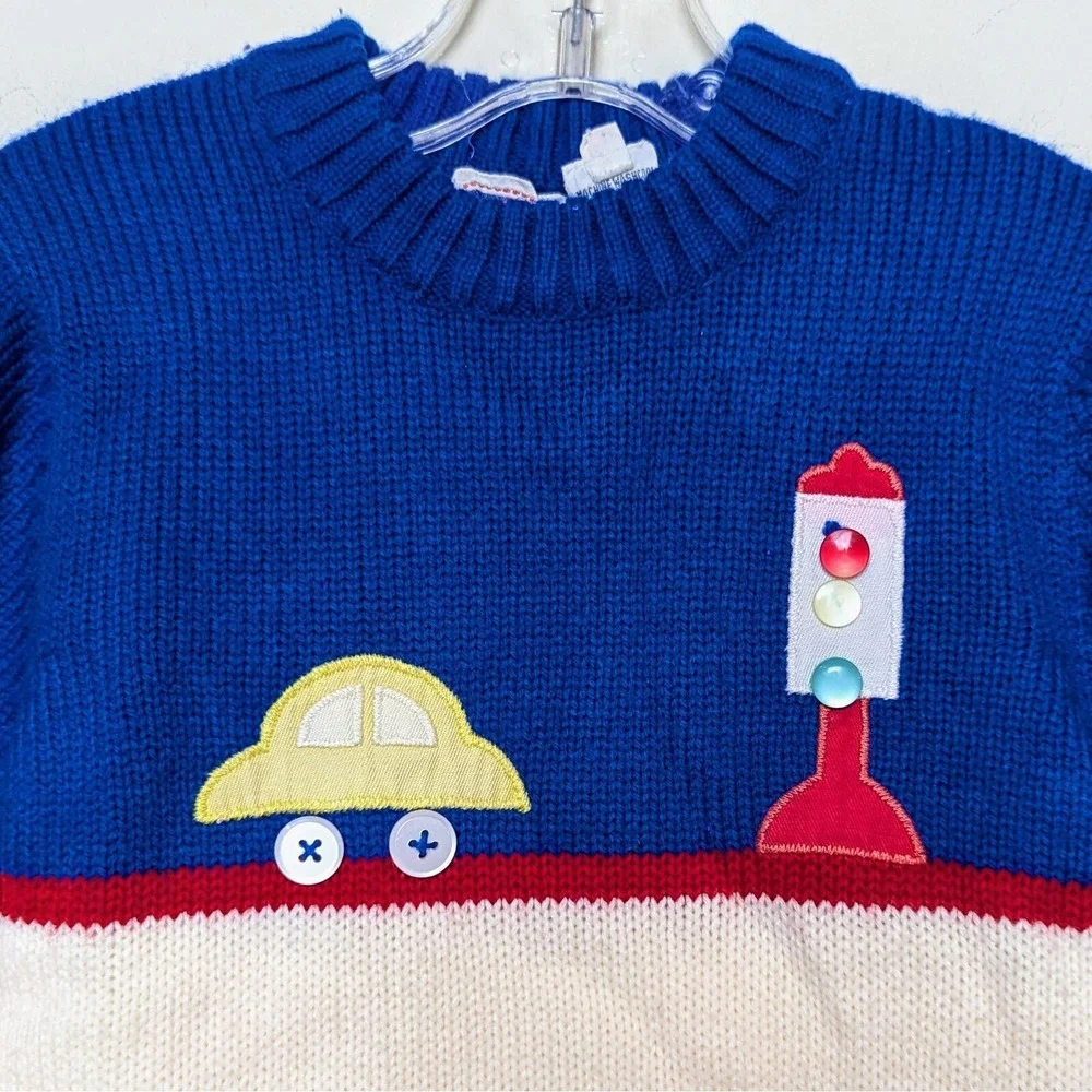 Vintage 80s Popsicle Sweater Cars Stop Go Street Light Toddler‎ 4T
